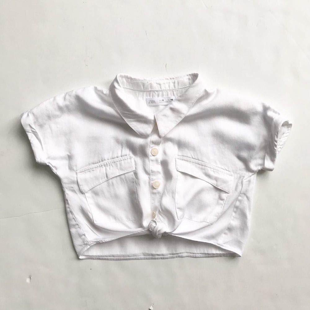 Zara white button up knit blouse EUC 6Y